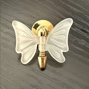Gold Tone Milky Butterfly Pin / Vintage Avon